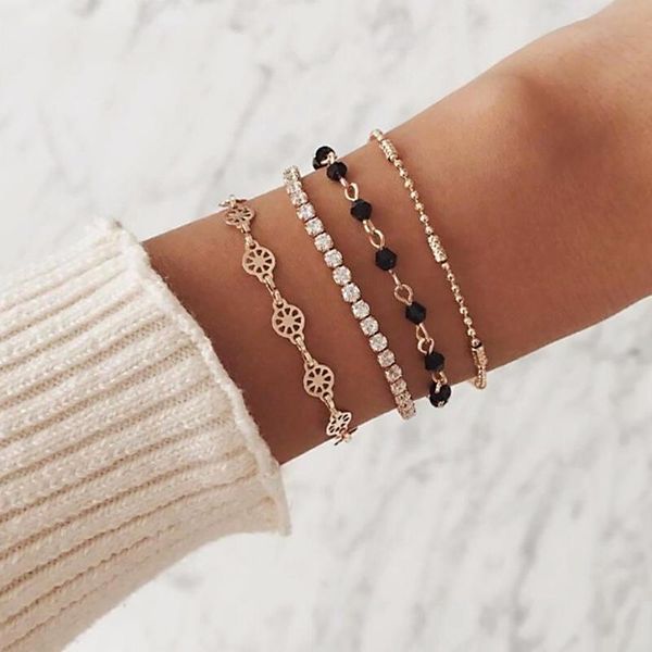 link, chain 4 pcs/set women fashion beach jewelry black beads geometric crystal gold bracelet set girl temperament accessories gifts
link, chain 4 pcs/set women fashion beach jewelry black beads geometric crystal gold bracelet set girl temperament accessories gifts