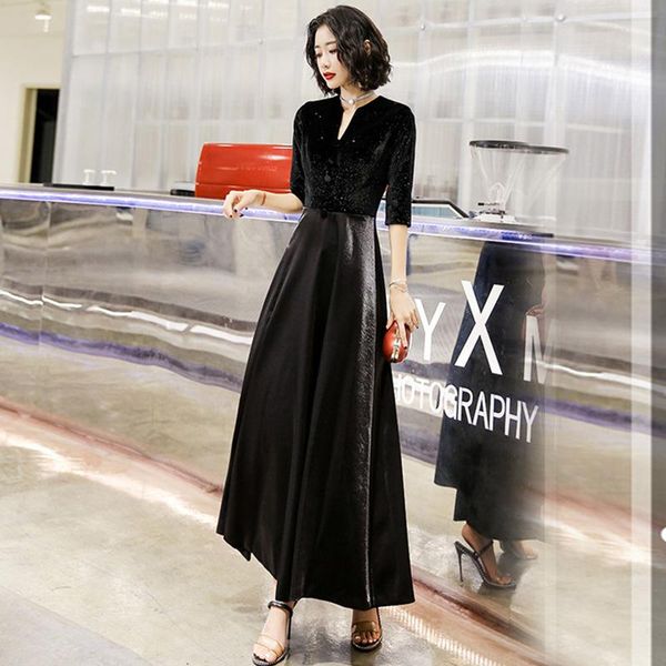 office lady v-neck elegant banquet gown black temperament vintage formal party dress exquisite long pleated dresses s-2xl ethnic clothing, Red
office lady v-neck elegant banquet gown black temperament vintage formal party dress exquisite long pleated dresses s-2xl ethnic clothing, Red