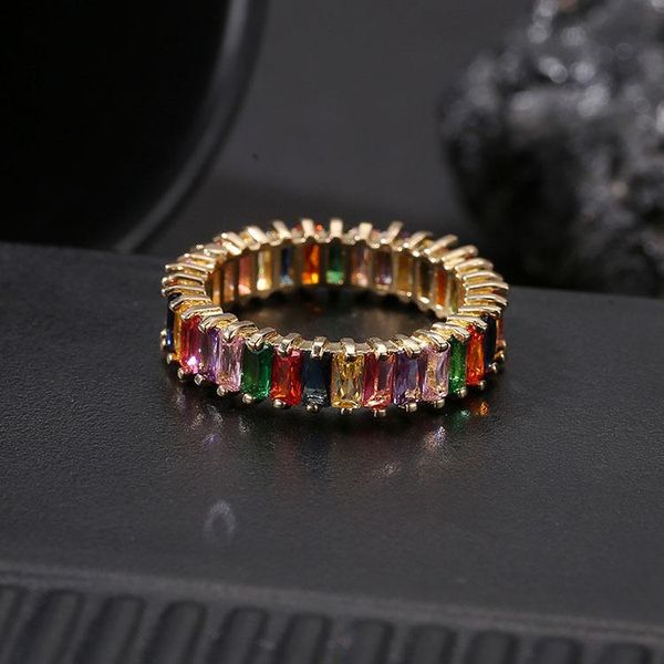 cluster rings fashion female square rainbow zircon stone ring yellow gold color wedding finger classis promise engagement for women, Golden;silver
cluster rings fashion female square rainbow zircon stone ring yellow gold color wedding finger classis promise engagement for women, Golden;silver