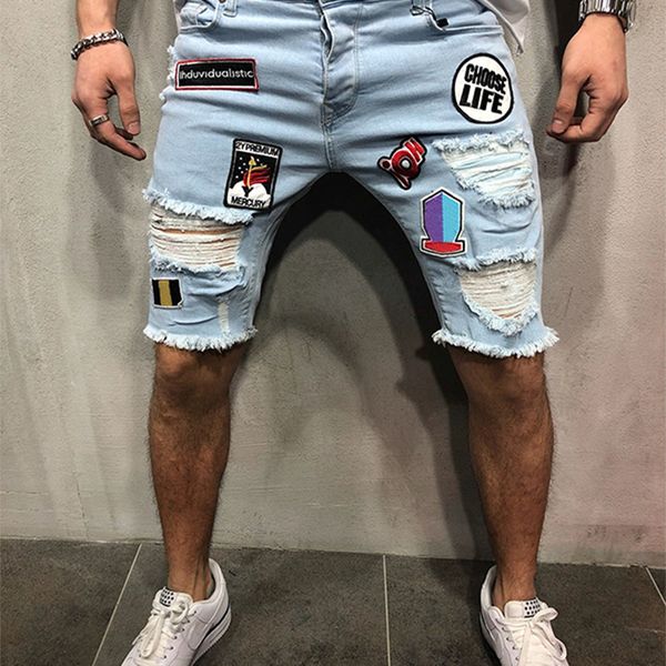 spring and summer new men's stretch jeans fashion casual slim fit elastic broken hole denim short, Blue
spring and summer new men's stretch jeans fashion casual slim fit elastic broken hole denim short, Blue