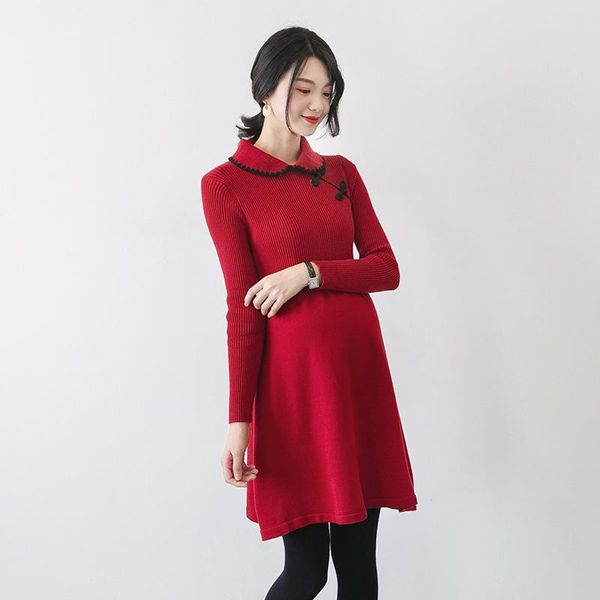 chinese national autumn doll collar maternity dress long-sleeved loose disc button ethnic sweet pure color knitted skirt dresses, White
chinese national autumn doll collar maternity dress long-sleeved loose disc button ethnic sweet pure color knitted skirt dresses, White