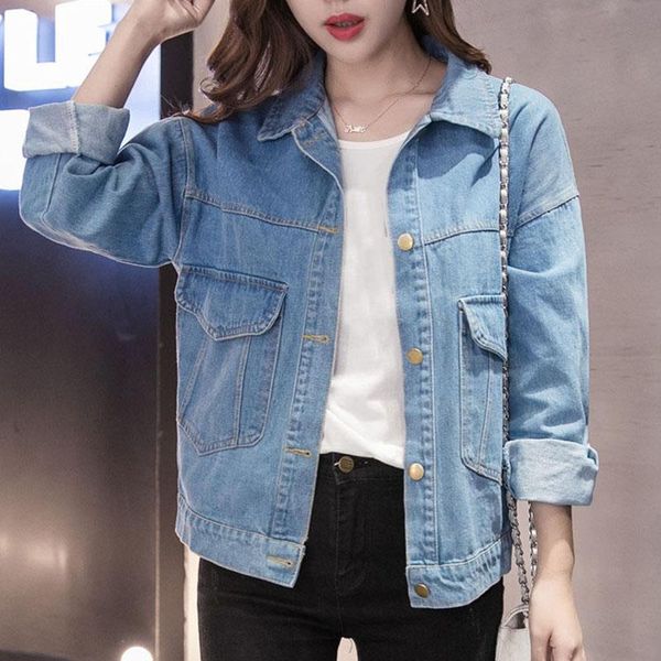women's jackets dark blue jean jacket spring autumn women fashion turn-down collar long sleeve denim coat woman korean loose button, Black;brown
women's jackets dark blue jean jacket spring autumn women fashion turn-down collar long sleeve denim coat woman korean loose button, Black;brown