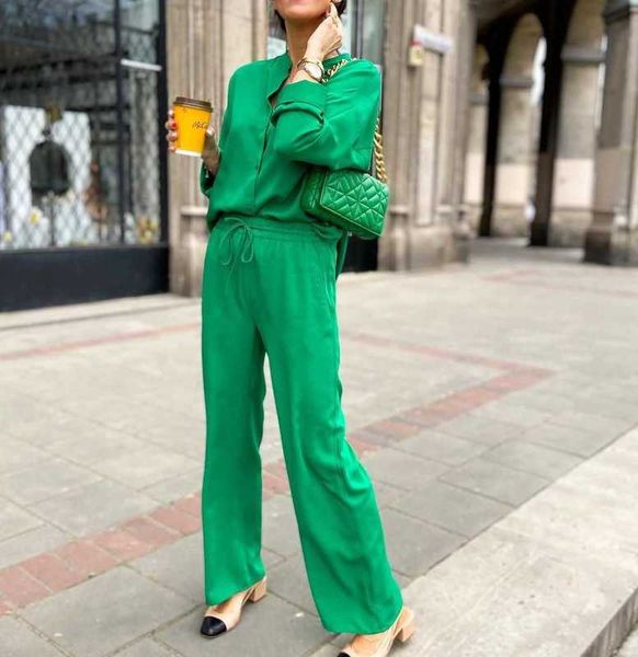 xeasy summer women vintage two-piece set green loose round neck shirt elastic high waist casual trousers pants set 210929, White
xeasy summer women vintage two-piece set green loose round neck shirt elastic high waist casual trousers pants set 210929, White