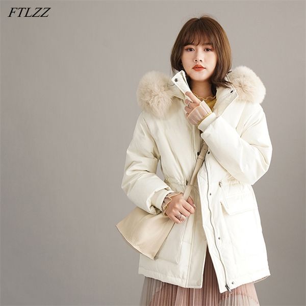 women winter 90%white duck down coat thick warm waist retractable parker snow outwear large real fur hooded jacket 210430, Black
women winter 90%white duck down coat thick warm waist retractable parker snow outwear large real fur hooded jacket 210430, Black