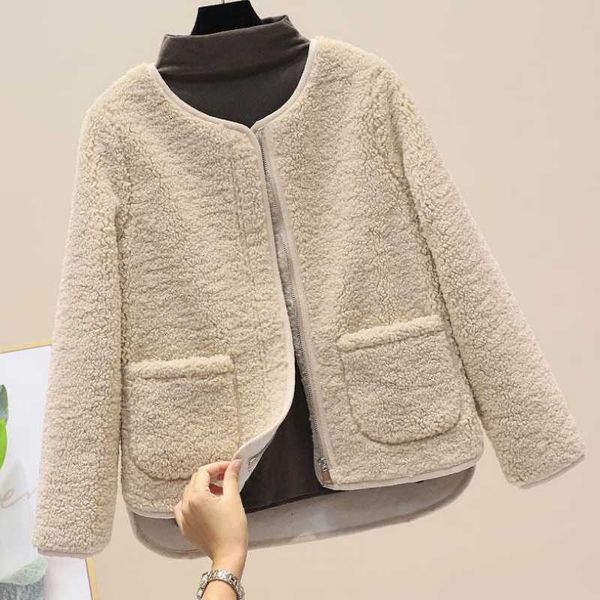 round neck faux lamb fur coat women loose one autumn and winter tide casual solid with pockets warm women's jackets, Black;brown
round neck faux lamb fur coat women loose one autumn and winter tide casual solid with pockets warm women's jackets, Black;brown