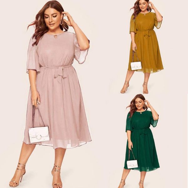 casual dresses solid womens o neck half sleeve knee length dress party elegant chiffon kleider damen #g4, Black;gray
casual dresses solid womens o neck half sleeve knee length dress party elegant chiffon kleider damen #g4, Black;gray