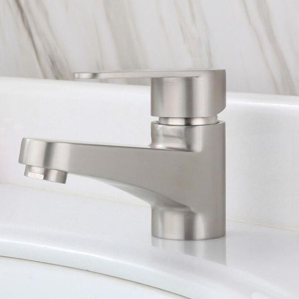 g1/2 304 stainless steel single cold basin faucet, bathroom/balcony washbasin deck mounted brushed low style tap bathroom sink faucets
g1/2 304 stainless steel single cold basin faucet, bathroom/balcony washbasin deck mounted brushed low style tap bathroom sink faucets