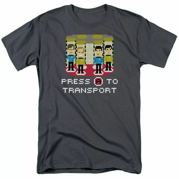 star trek press a to transport t shirt licensed sci-fi tv classic tee charcoal, White;black
star trek press a to transport t shirt licensed sci-fi tv classic tee charcoal, White;black