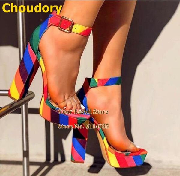 choudory rainbow stripe chunky heels platform clear pvc strap sandals ankle buckle snakeskin heel shoes women dress pumps, Black
choudory rainbow stripe chunky heels platform clear pvc strap sandals ankle buckle snakeskin heel shoes women dress pumps, Black