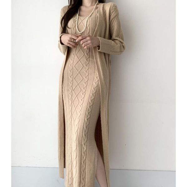 casual dresses office lady elegant robe femme autumn winter knitted cardigan and long two piece set trend evening party sets knit dress, Black;gray
casual dresses office lady elegant robe femme autumn winter knitted cardigan and long two piece set trend evening party sets knit dress, Black;gray