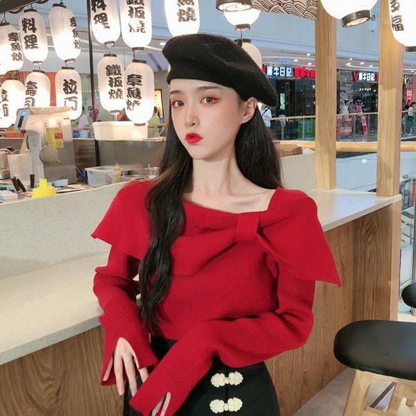 women's sweaters spring autumn bow knitted long sleeve korean clothes pullovers fashion brand fall 2021 women clothing sweater ladies, White;black
women's sweaters spring autumn bow knitted long sleeve korean clothes pullovers fashion brand fall 2021 women clothing sweater ladies, White;black