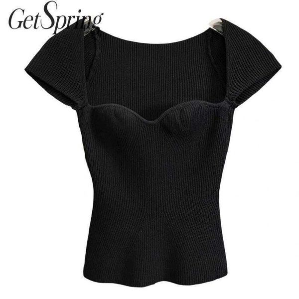 getspring women sweater square collar short sleeve pullovers sweaters black white casual all match knitting 210601, White;black
getspring women sweater square collar short sleeve pullovers sweaters black white casual all match knitting 210601, White;black