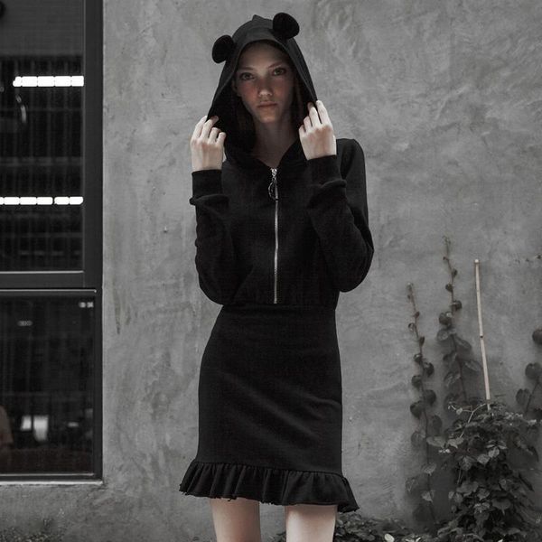 casual dresses punk rave women dark hooded lotus leaf pendulum dress warm elastic sweater tight fish tail hem moon pendant short, Black;gray
casual dresses punk rave women dark hooded lotus leaf pendulum dress warm elastic sweater tight fish tail hem moon pendant short, Black;gray
