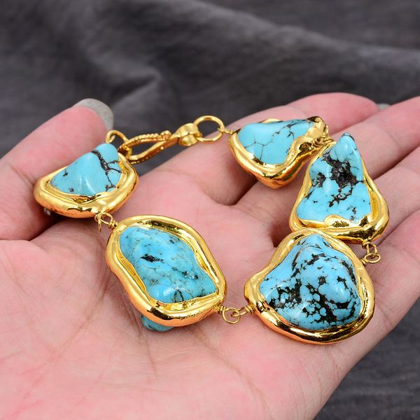 guaiguai jewelry orm blue turquoise yellow gold plated bracelet handmade for women real lady fashion jewellry, Black
guaiguai jewelry orm blue turquoise yellow gold plated bracelet handmade for women real lady fashion jewellry, Black