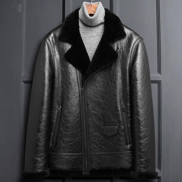 men's leather & faux genuine jacket men natural wool fur coat winter sheepskin male streetwear bomber jackets plus size my, Black
men's leather & faux genuine jacket men natural wool fur coat winter sheepskin male streetwear bomber jackets plus size my, Black