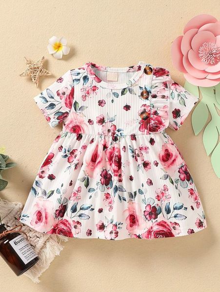 baby allover floral print ruffle trim dress she, Red;yellow
baby allover floral print ruffle trim dress she, Red;yellow