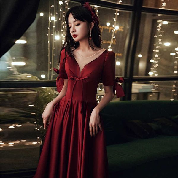 luxury evening dress wedding toast bride 2021 summer autumn wine red atmosphere korean soft satin temperament evening gift, Black;gray
luxury evening dress wedding toast bride 2021 summer autumn wine red atmosphere korean soft satin temperament evening gift, Black;gray