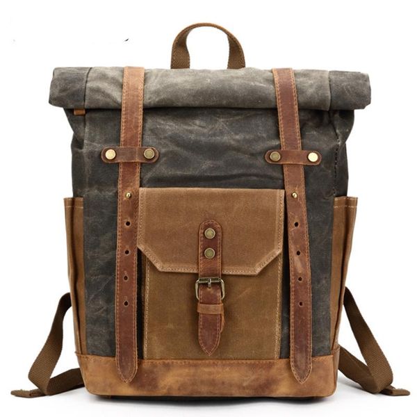 backpack travel men's camera bag retro genuine leather canvas portable waterproof shoulder wax
backpack travel men's camera bag retro genuine leather canvas portable waterproof shoulder wax