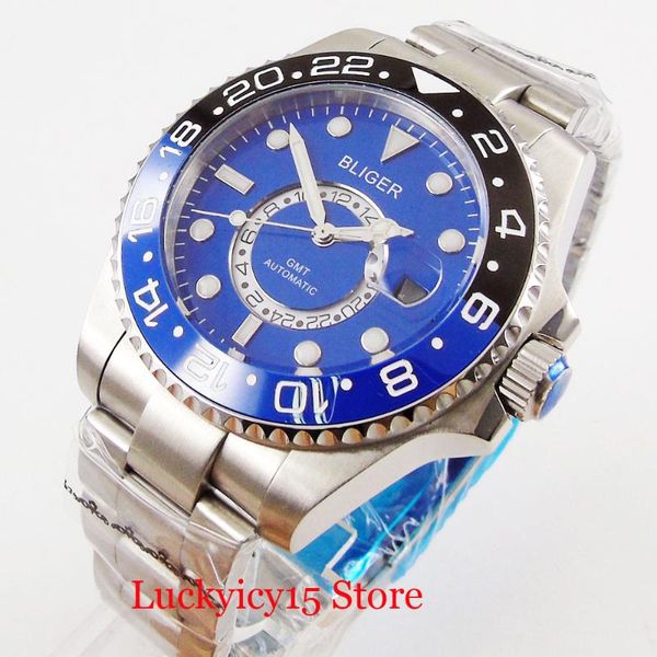 43mm automtic men watch self winding wristwatch date window gmt function ceramic bezel sapphire crystal mingzhu movement wristwatches, Slivery;brown
43mm automtic men watch self winding wristwatch date window gmt function ceramic bezel sapphire crystal mingzhu movement wristwatches, Slivery;brown