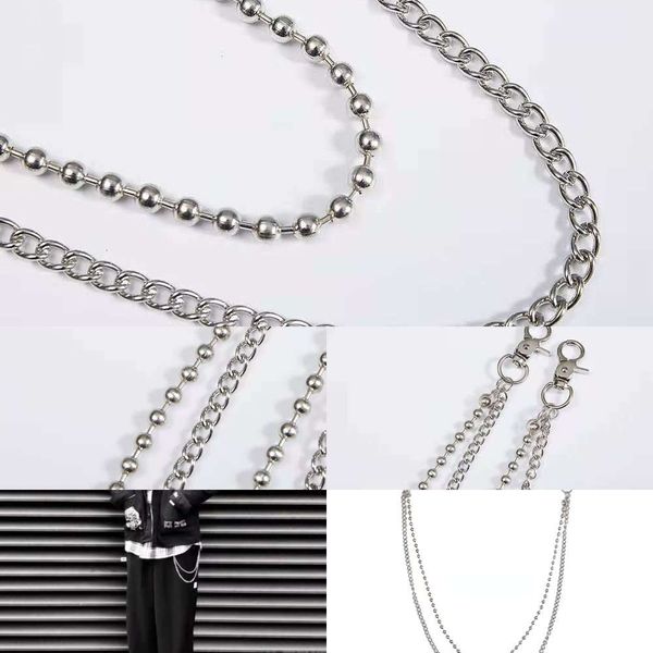red metal net versatile hanging double in chaoren hip hop trend bead pants chain for men and women, Silver
red metal net versatile hanging double in chaoren hip hop trend bead pants chain for men and women, Silver