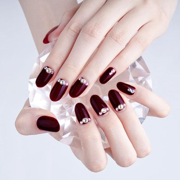 fashion fake nails short size full cover nail art tips with glue bride wedding wine red glitter decoration false nails1, Red;gold
fashion fake nails short size full cover nail art tips with glue bride wedding wine red glitter decoration false nails1, Red;gold
