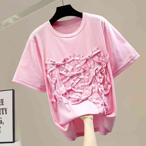 t shirt women's bow t-shirt round neck short sleeve casual all-match girls ladies white black pink tees summer 
t shirt women's bow t-shirt round neck short sleeve casual all-match girls ladies white black pink tees summer