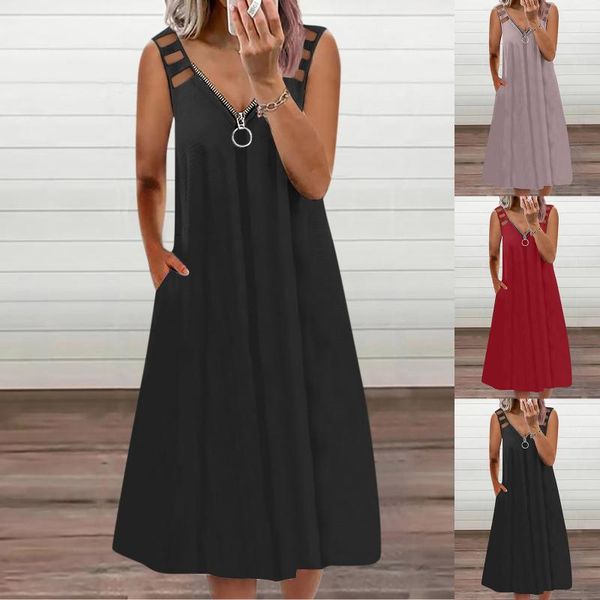 casual dresses fashion women's summer v-neck midi dress loose short sleeve strap sundress vestidos off shoulder zipper, Black;gray
casual dresses fashion women's summer v-neck midi dress loose short sleeve strap sundress vestidos off shoulder zipper, Black;gray