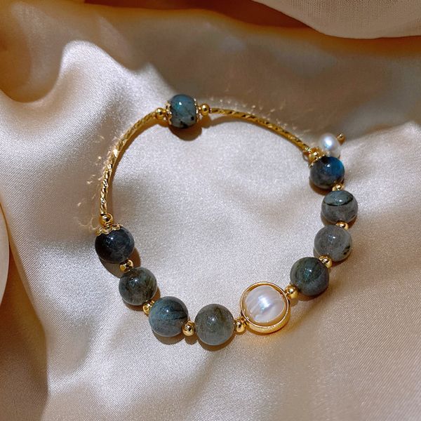 gold plated baroque pearl stone bracelet girl sister student bracelet personalized, Black
gold plated baroque pearl stone bracelet girl sister student bracelet personalized, Black