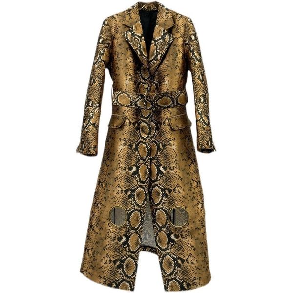 european and american women's clothing winter 2022 new long sleeve suit collar gold snake print fashion trench coat, Tan;black
european and american women's clothing winter 2022 new long sleeve suit collar gold snake print fashion trench coat, Tan;black