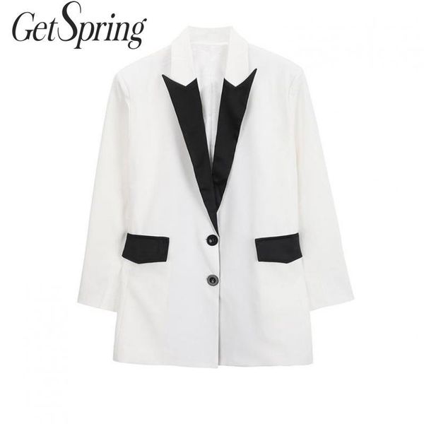 women's suits & blazers getspring women blazer color matching patchwork vintage jackets black white casual long coats 2021 fashion, White;black
women's suits & blazers getspring women blazer color matching patchwork vintage jackets black white casual long coats 2021 fashion, White;black