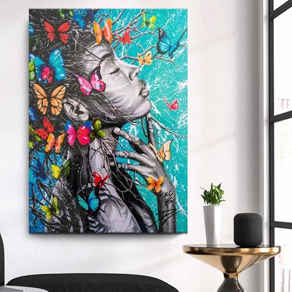 paintings african woman graffiti art posters and prints abstract girl butterfly canvas wall picture decor
paintings african woman graffiti art posters and prints abstract girl butterfly canvas wall picture decor