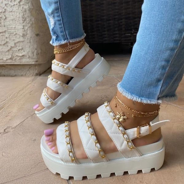 women's platform chain decor sandals female summer 2021 women thick bottom shoes woman wedge increased, Black
women's platform chain decor sandals female summer 2021 women thick bottom shoes woman wedge increased, Black