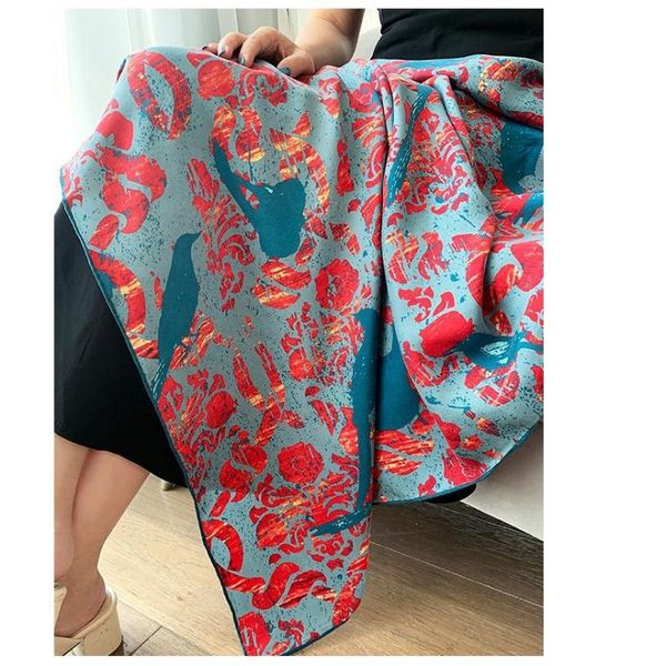 scarves vintage flaming peacock print 100% silk shawl cape women fashion head hijab foualrd 106*106cm, Blue;gray
scarves vintage flaming peacock print 100% silk shawl cape women fashion head hijab foualrd 106*106cm, Blue;gray