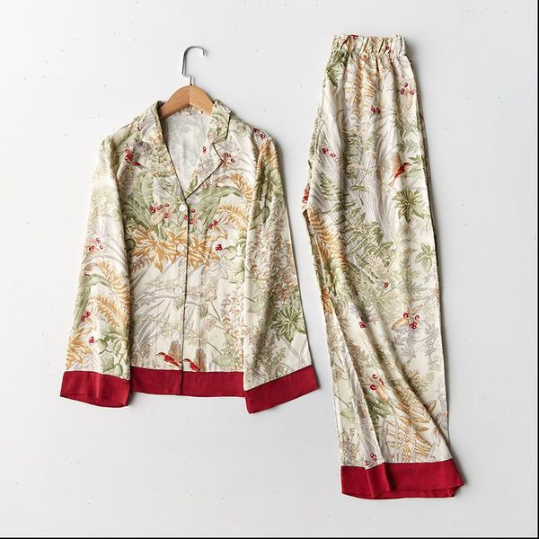 spring casual long sleeve women sleepwear satin pajama set green grass printing loungewear turn down collar pijama mujer, Black;red
spring casual long sleeve women sleepwear satin pajama set green grass printing loungewear turn down collar pijama mujer, Black;red