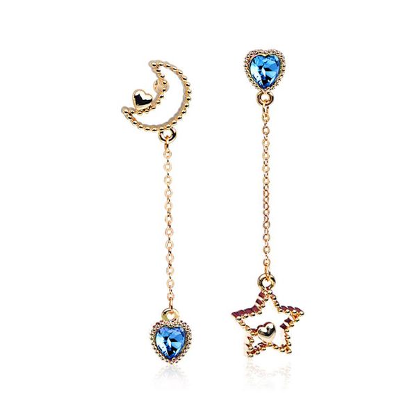 stud heart-to-heart earrings female heart-shaped austrian crystal hollow stars and moon long tassels show thin face, Golden;silver
stud heart-to-heart earrings female heart-shaped austrian crystal hollow stars and moon long tassels show thin face, Golden;silver
