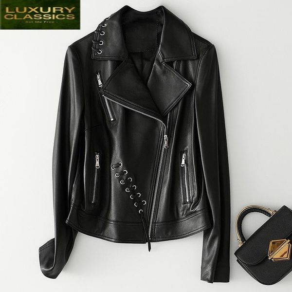 women's leather & faux sheepskin coat female 100% streetwear moto biker genuine jacket women spring winter fit real jackets a53, Black
women's leather & faux sheepskin coat female 100% streetwear moto biker genuine jacket women spring winter fit real jackets a53, Black