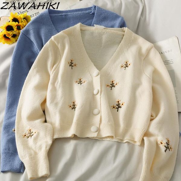 women's knits & tees zawahiki sueters de mujer embroidered floral sweet short slim woman sweaters vintage v neck autumn winter 2021 car, White
women's knits & tees zawahiki sueters de mujer embroidered floral sweet short slim woman sweaters vintage v neck autumn winter 2021 car, White