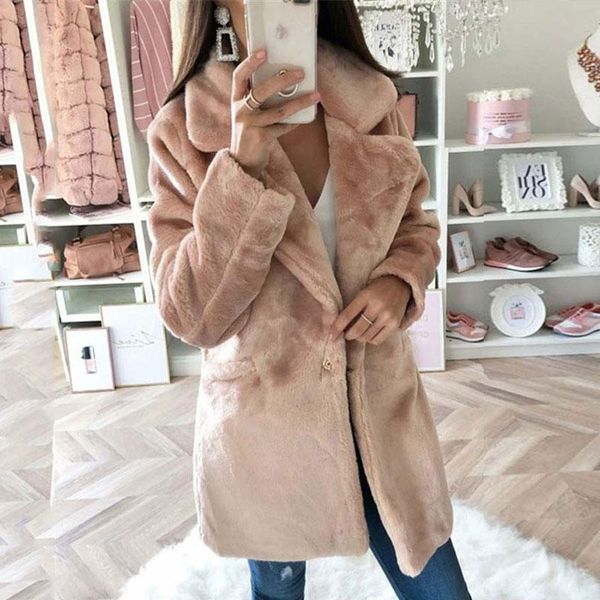 women's fur & faux warm winter coat women autumn female long jacket ladies thicken plush fluffy 2021, Black
women's fur & faux warm winter coat women autumn female long jacket ladies thicken plush fluffy 2021, Black