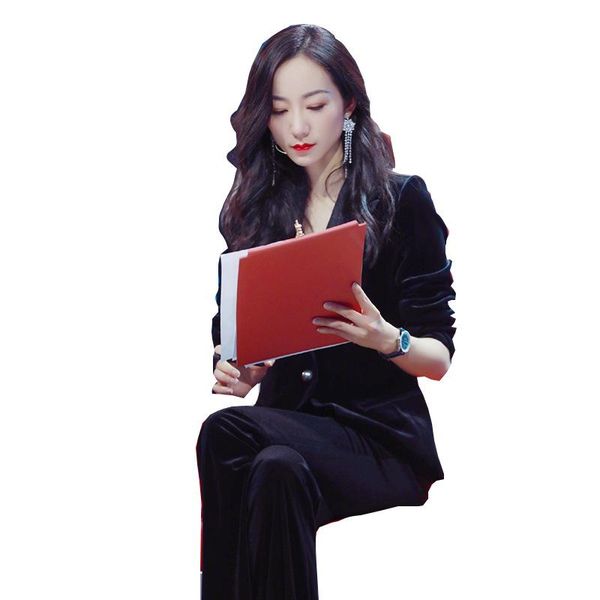 women's suits & blazers high-end simple black gold velvet suit korean casual fashion temperament ol professional trousers two-piece, White;black
women's suits & blazers high-end simple black gold velvet suit korean casual fashion temperament ol professional trousers two-piece, White;black