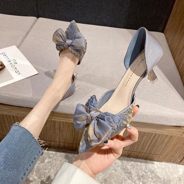 dress shoes bow high heels 2021 spring and summer net red shallow mouth satin hollow women's pointed thin heel, Black
dress shoes bow high heels 2021 spring and summer net red shallow mouth satin hollow women's pointed thin heel, Black