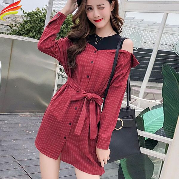 casual dresses autumn shirt dress 2021 arrival o neck red striped off shoulder with belt long sleeve elegant woman clothes, Black;gray
casual dresses autumn shirt dress 2021 arrival o neck red striped off shoulder with belt long sleeve elegant woman clothes, Black;gray