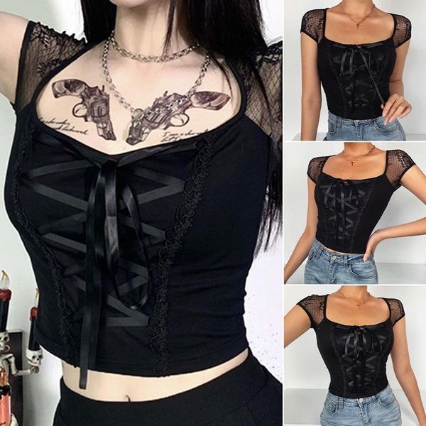 fashion women summer tees black bandage lace patchwork t-shirts transparant punk vintage female 2021 women's t-shirt, White
fashion women summer tees black bandage lace patchwork t-shirts transparant punk vintage female 2021 women's t-shirt, White