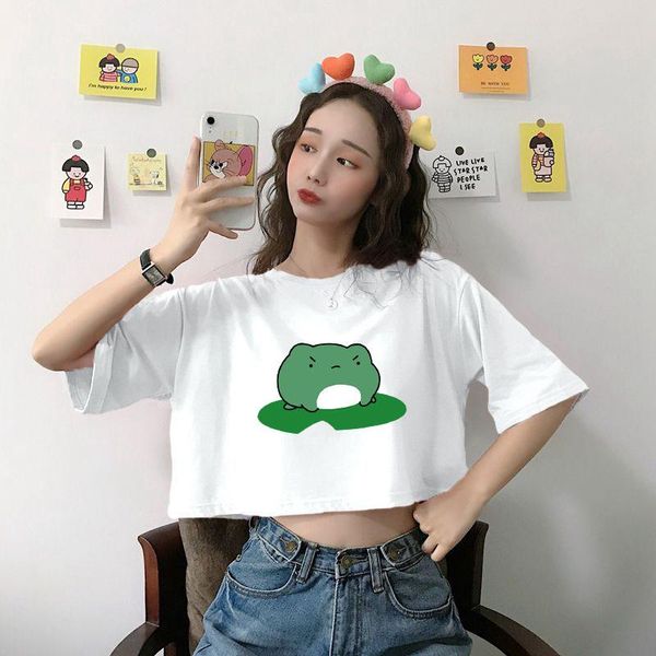 women's t-shirt y2k crop summer short sleeve cotton creative cartoon frog print tee shirts casual harajuku kawaii woman t-shirts, White
women's t-shirt y2k crop summer short sleeve cotton creative cartoon frog print tee shirts casual harajuku kawaii woman t-shirts, White