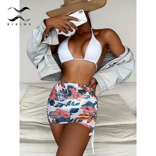 women's swimwear 2021 triangle micro bikini set 3 pieces print skirt swimsuit women high cut female string halter bathing suit, White;black
women's swimwear 2021 triangle micro bikini set 3 pieces print skirt swimsuit women high cut female string halter bathing suit, White;black