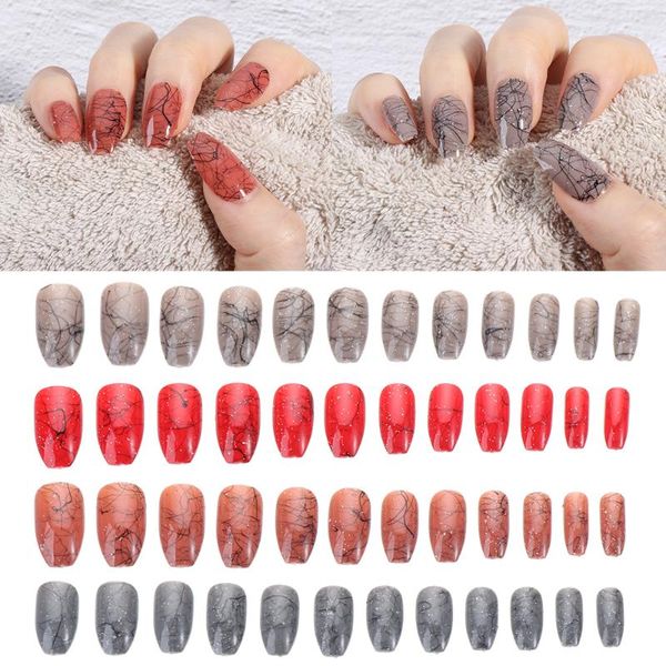false nails 24pcs/set short ballerina coffin with print brushed design wearable manicure press on full cover nail tips, Red;gold
false nails 24pcs/set short ballerina coffin with print brushed design wearable manicure press on full cover nail tips, Red;gold