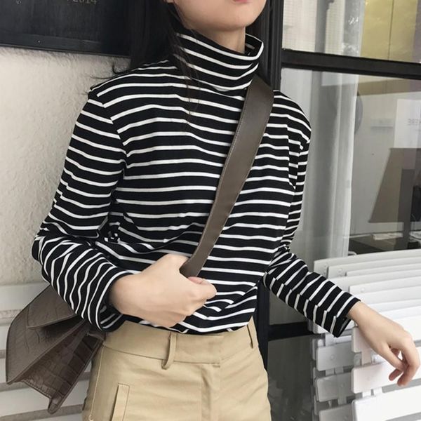 women's t-shirt women tee shirt 2021 autumn harajuku striped long sleeve turtleneck t female casual, White
women's t-shirt women tee shirt 2021 autumn harajuku striped long sleeve turtleneck t female casual, White
