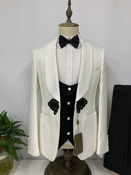 men's suits & blazers tailor made ivory jacquard weave wedding suits men 3-piece formal male large size tuxedo groom fashion casua, White;black
men's suits & blazers tailor made ivory jacquard weave wedding suits men 3-piece formal male large size tuxedo groom fashion casua, White;black
