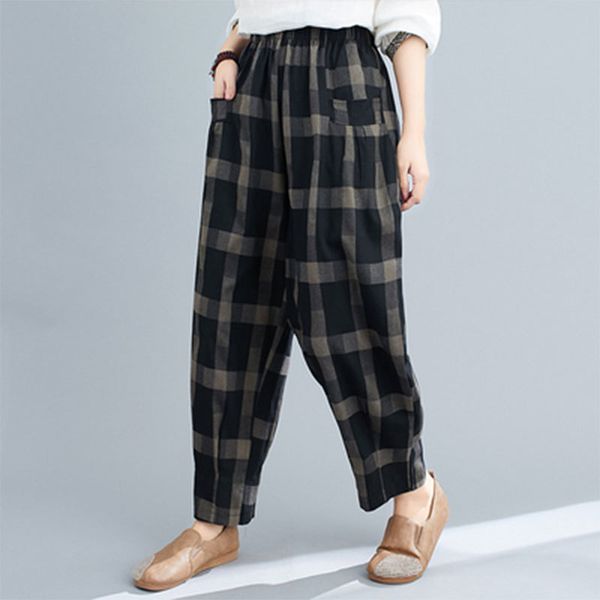 women's jeans spring autumn arts style women elastic waist loose vintage pants cotton linen plaid casual harem plus size s46 8d1l, Blue
women's jeans spring autumn arts style women elastic waist loose vintage pants cotton linen plaid casual harem plus size s46 8d1l, Blue