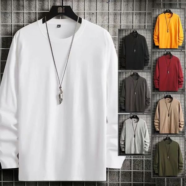cotton long sve t-shirt men's spring and autumn new trend solid color round neck casual with bottom shirt inside, White;black
cotton long sve t-shirt men's spring and autumn new trend solid color round neck casual with bottom shirt inside, White;black