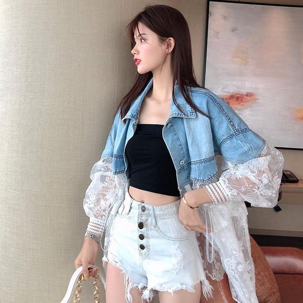 women's jackets lace 2021 summer fashion stitching embroidery two loose denim jacket thin sunscreen, Black;brown
women's jackets lace 2021 summer fashion stitching embroidery two loose denim jacket thin sunscreen, Black;brown